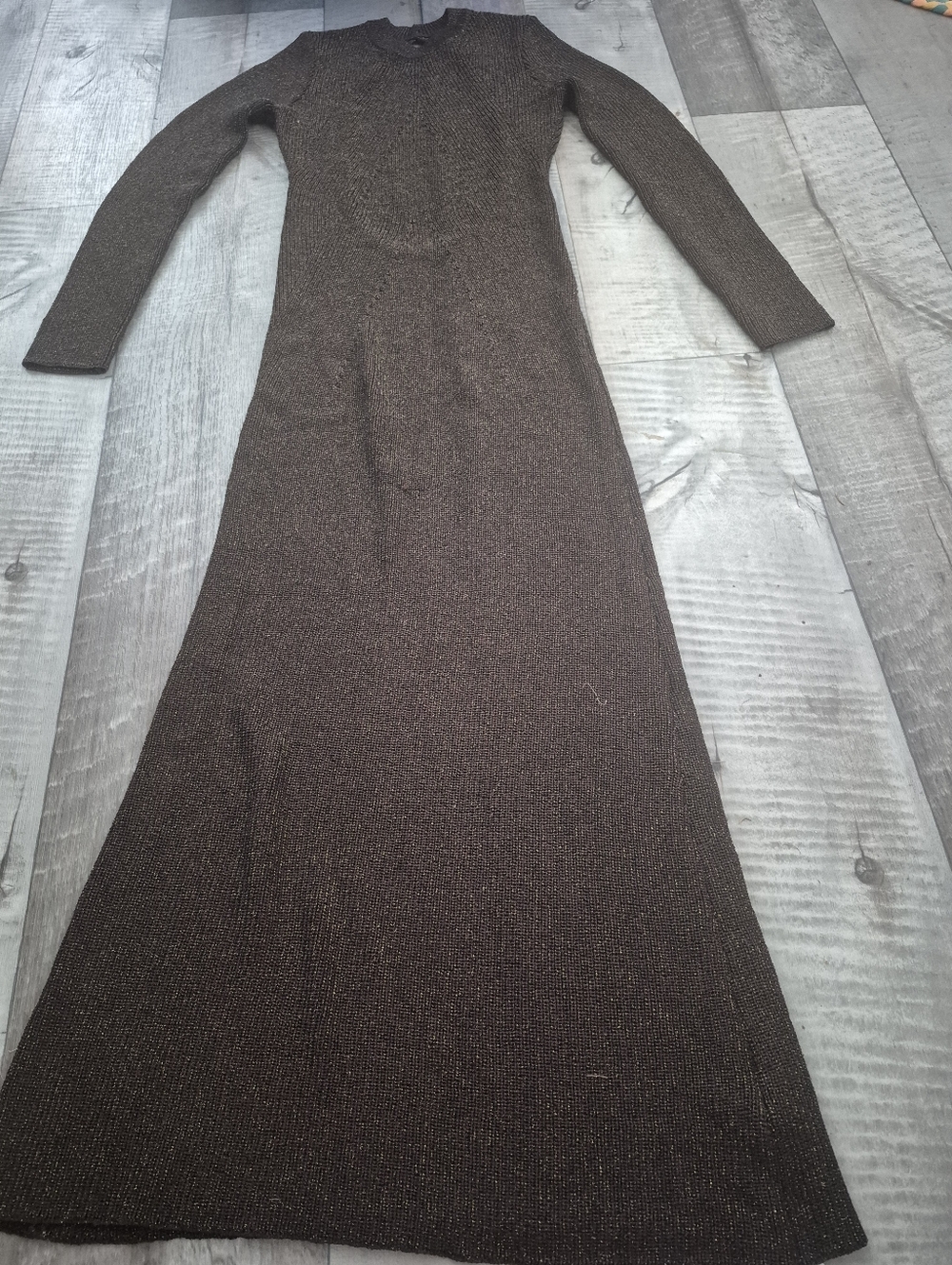 Commense Dress Maxi Bodycon Backless Glitter Knit Long Sleeves S NWT - Picture 4 of 8